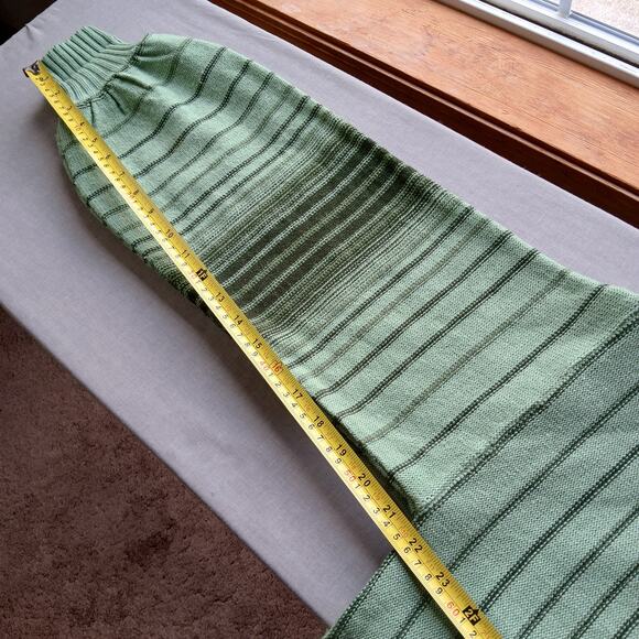 Pear Blossom Vertical Striped Sweater and Scarf Set Medium VTG 70s green black - Picture 11 of 16